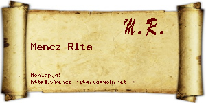Mencz Rita névjegykártya